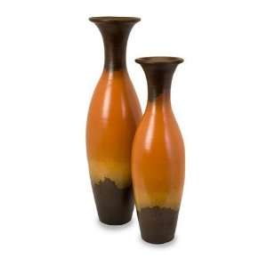 Imax Corporation 20065 2 Cadence Tall Terracotta Fluted Vases  Set of 