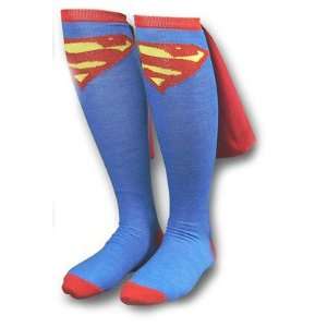   SUPERMAN Logo Licensed Knee High Socks with Cape 