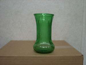 BRODY GREEN GLASS VASE RIBBED SIDES CLEVELAND, OH  