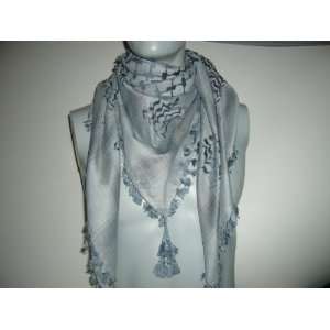 Premium high quality Dark Sky Blue Arabic scarf. Shemagh Arab Keffiyeh 
