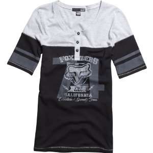 Fox Racing Super Moto Henley Girls Short Sleeve Fashion Shirt   Black 