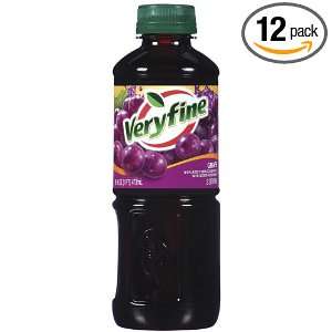 SunnyD Veryfine, 100% Grape Juice, 16 Ounce Bottles (Pack of 12 