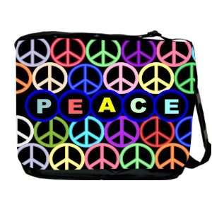  Multi Colored Peace Logos Messenger Bag   Book Bag 