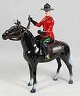 Vintage Canadian Mounted Police on Horseback Toy Figurine Made in Hong 