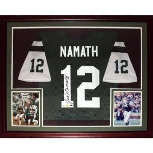  Joe Namath Autographed Jersey   Green #12 Deluxe Framed 