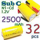 15 Sub C SubC 2500mAh Ni Cd Rechargeable Battery Tab Y1 items in 