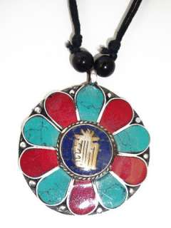 Tibetan Silver Turquoise OM Yoga Buddhist Lotus Jewelry  