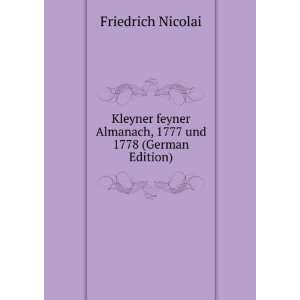   Almanach, 1777 und 1778 (German Edition) Friedrich Nicolai Books