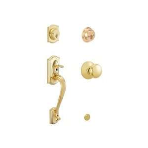 Schlage F62 605 Bright Brass Camelot Double Cylinder Handleset with 