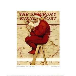  Norman Rockwell   Santa At The Map Giclee