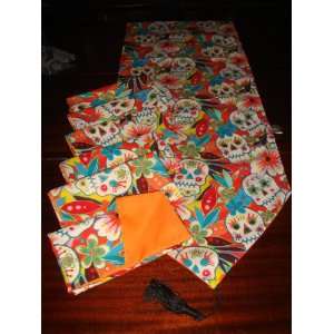  Day of the Dead Sugar Skulls Print Table Runner and 