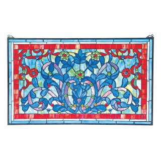 Victorian Floral Stained Glass Window Panel  