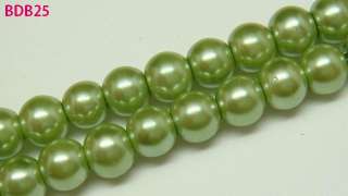 140pcs 6mm Olivedrab Faux Pearl Glass Round Charm Loose Craft Beads 