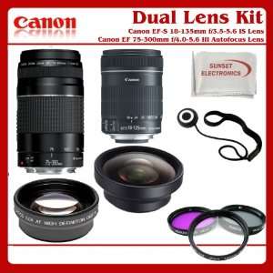 Canon Double Lens Kit Includes Canon EF S 18 135mm f/3.5 5.6 IS Lens 