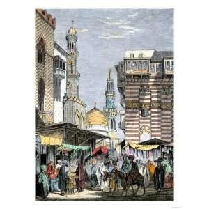  Busy Street Vendors in Cairo Premium Poster Print, 18x24 