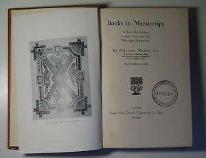 Books In Manuscript Falconer Madan 1920 HB Book  