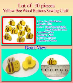 50 Cute Bee Wood Buttons Scrapbooking Sewing Crafts K32  