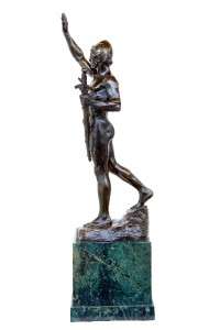 ANTIQUE BRONZE WARRIOR BY F LUGERTH CIRCA 1900  