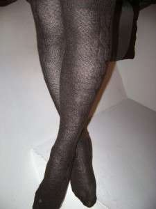WELL WORN USED BROWN CABLE KNIT KNEE HIGH SOCKS  