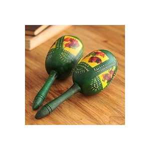  NOVICA Gourd maracas, Green Jungle (pair) Toys & Games