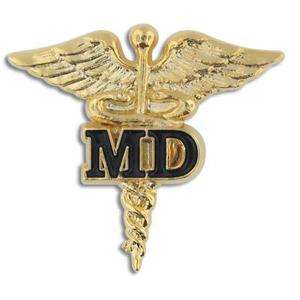 MD GOLD CADUCEUS MEDICAL DOCTOR PIN  