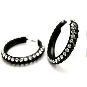  Beautiful Paris Collection Black/Ice Crystal 2 Hoops 