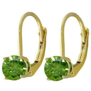  14k Gold Leverback Earrings with Genuine 1.0 Carat (ct 
