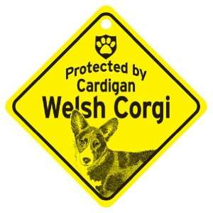 Cardigan Corgi Protected By Dog Sign and caution Gift