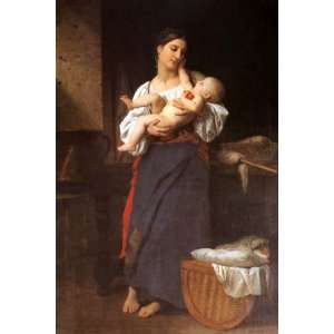  CHILD BABY MOTHER FIRST CARESSES BY BOUGUEREAU SMALL 
