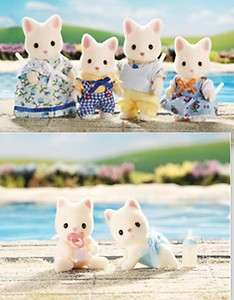 Calico Critters Silk White Cat Kitten Family Twins Sets New  