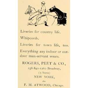 1906 Ad Rogers Peet Man Servant Wear Horse Riding   Original Print Ad