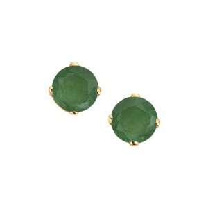  14K Yellow Gold Prong Set 3 MM Emerald Earring Studs 