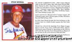Stan Musial Signed Postcard St Louis Cardinals BLUE  