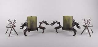 LOT of 4 HOLIDAY DECOR METAL REINDEER CANDLE HOLDERS  