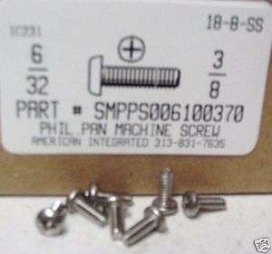 32x3/8 Pan Head Phillips Machine Screws Stainless Steel (65)  