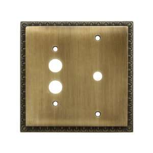   Push Button / Dimmer Combination Switch Plate In Antique By Hand