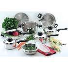 15pc 12 Element Waterless T304 Surgical Stainless Steel Cookware Set 