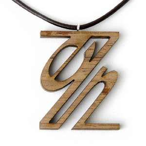 Zen Necklace   Recycled Walnut Wood Word Pendant on Leather Cord 