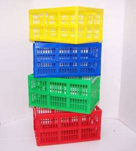 Folding Crate Pop Up Storage Solution Organizer Bin Green Blue Red 