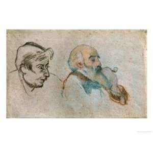 Double Portraits of Gauguin (Left) and Pissarro (Right), Ink on Paper 