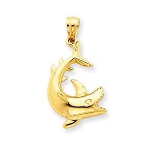  14k Yellow Gold Shark Pendant Jewelry