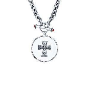  STARHAVEN Gothic Cross with Garnet Cabochon Toggle 