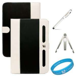  Black / White Book Style Leather Case Cover for Samsung 