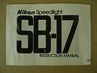 Nikon Speedlight SB 17 Professional Instruction Manual