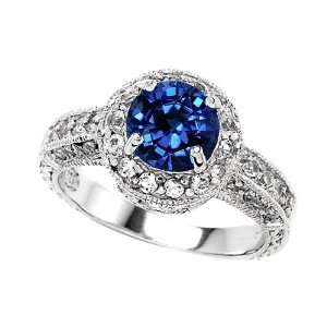 Original Star K(tm) 7mm Round Created Sapphire Engagement Ring in .925 