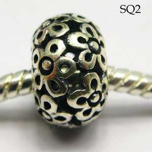 925Sterling Silver Spacer Flower Charm For Bracelet SQ2  