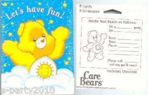 Care Bear BIRTHDAY Party Supplies ~ INVITATIONS invites 018100993498 