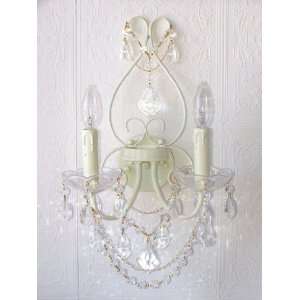  Double Light Ivory Crystal Wall Sconce