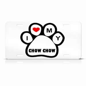 Chow Chow Dog Dogs White Novelty Animal Metal License Plate Wall Sign 