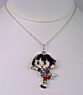 Dora Crystal Child Kids Necklace Enamel Sterling Silver Filled 925 